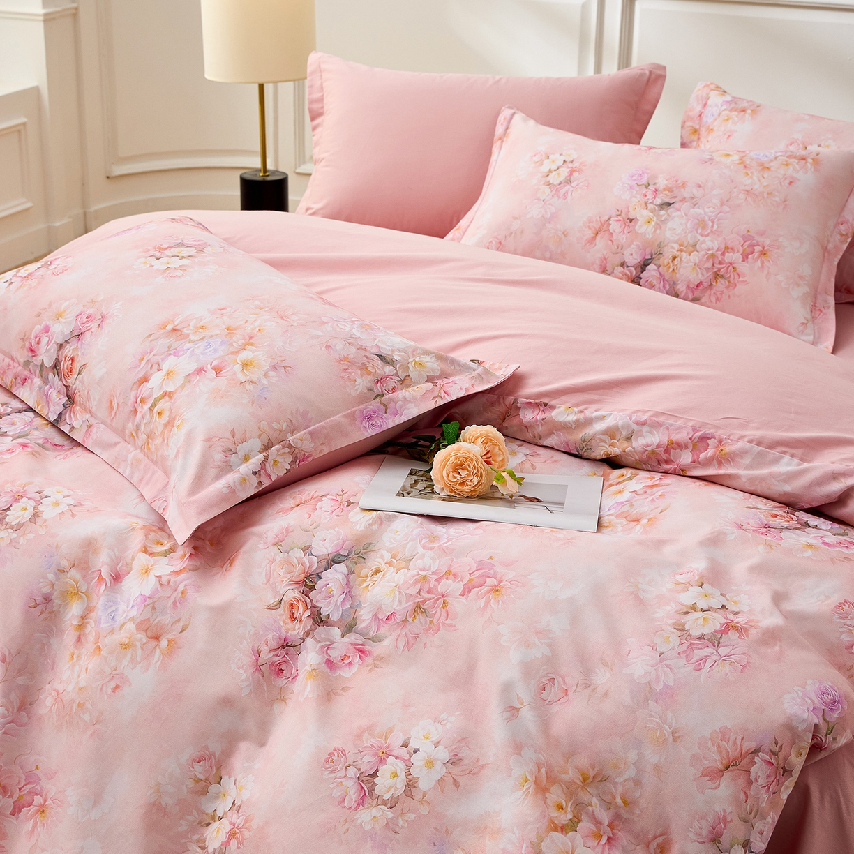 91家纺网 家纺一手货源 找家纺 元元家居（元元被业） 2026新款全棉13372套件及单品【印花款】-三件套 芳菲