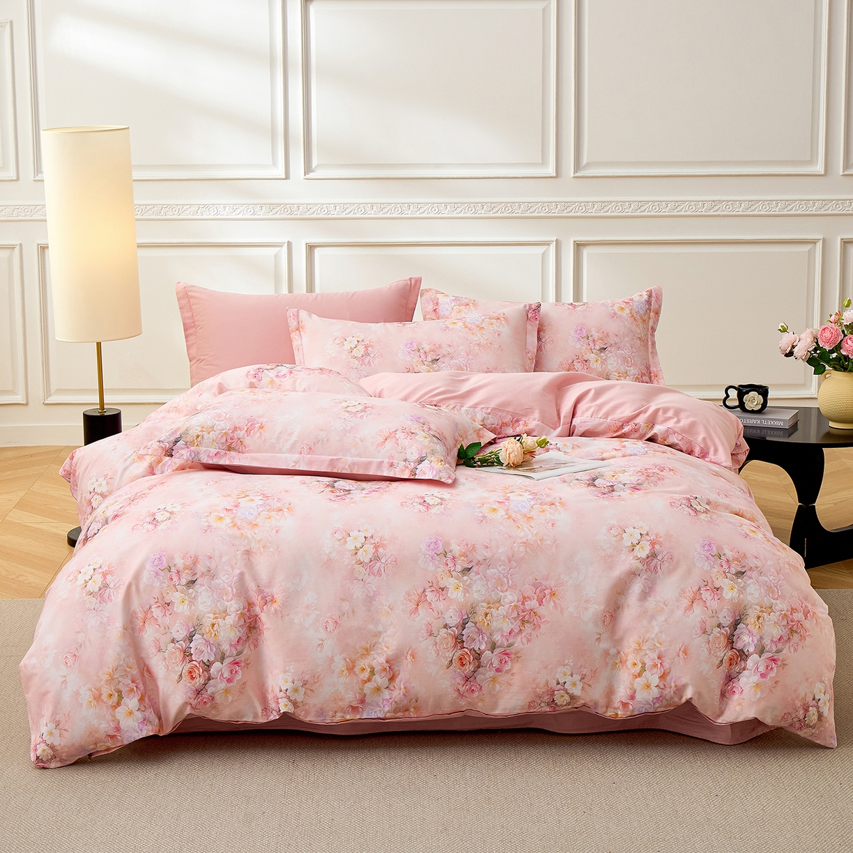 91家纺网 家纺一手货源 找家纺 元元家居（元元被业） 2026新款全棉13372套件及单品【印花款】-三件套 芳菲