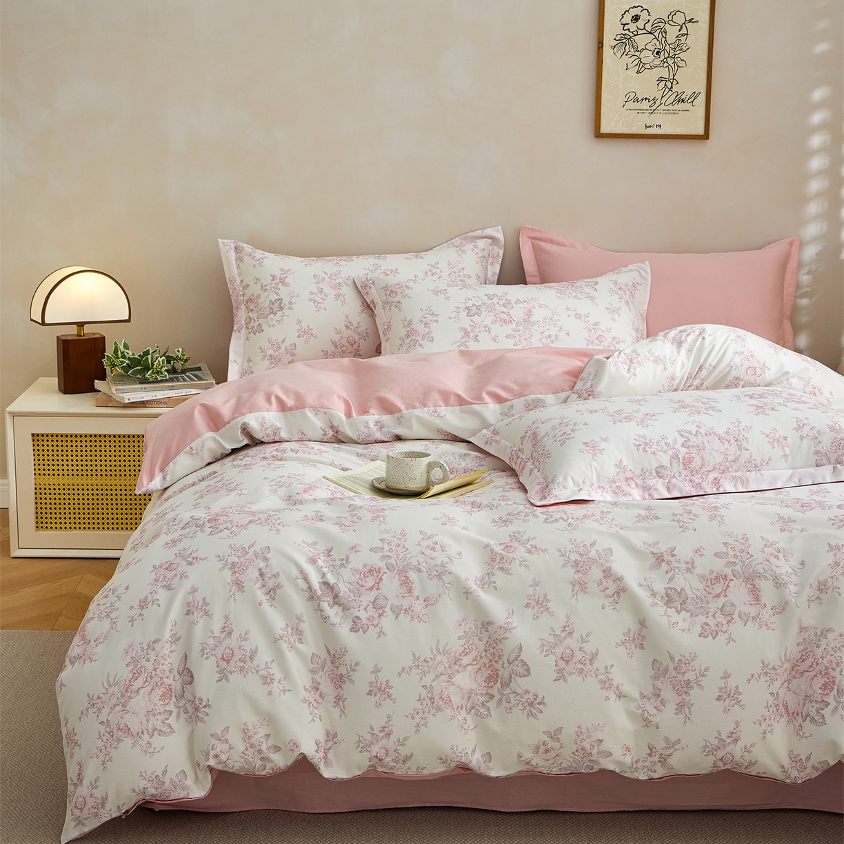 91家纺网 家纺一手货源 找家纺 元元家居（元元被业） 2026新款全棉13372套件及单品【印花款】-三件套 芙尔