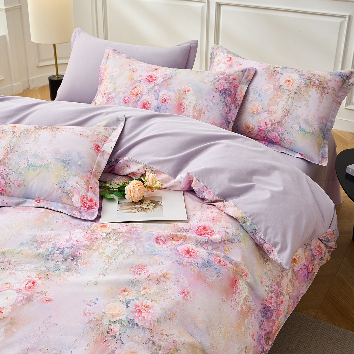 91家纺网 家纺一手货源 找家纺 元元家居（元元被业） 2026新款全棉13372套件及单品【印花款】-三件套 红颜