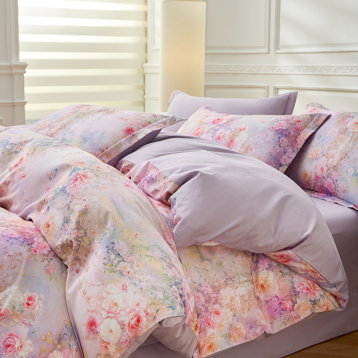 91家纺网 家纺一手货源 找家纺 元元家居（元元被业） 2026新款全棉13372套件及单品【印花款】-三件套 红颜