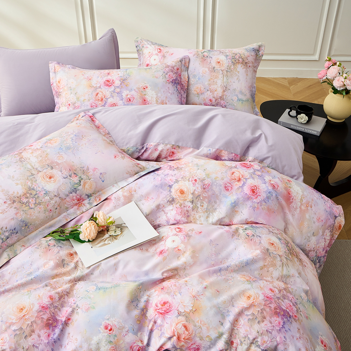 91家纺网 家纺一手货源 找家纺 元元家居（元元被业） 2026新款全棉13372套件及单品【印花款】-三件套 红颜