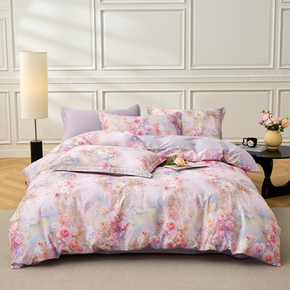 91家纺网 家纺一手货源 找家纺 元元家居（元元被业） 2026新款全棉13372套件及单品【印花款】-三件套 红颜