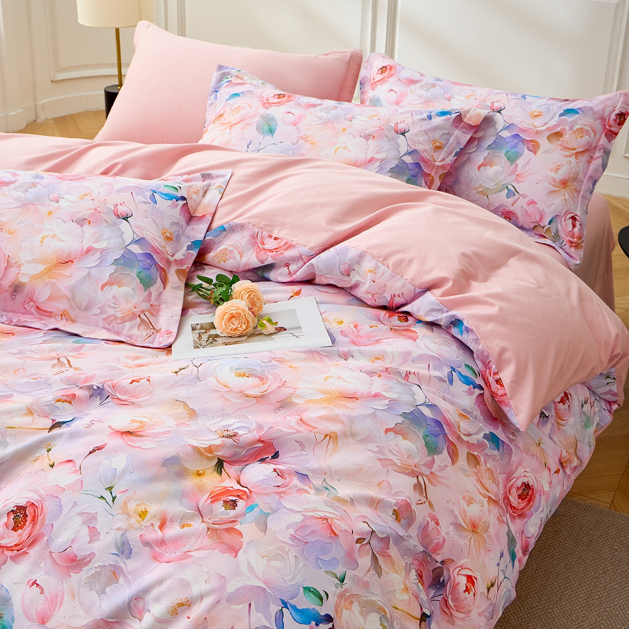 91家纺网 家纺一手货源 找家纺 元元家居（元元被业） 2026新款全棉13372套件及单品【印花款】-三件套 凝珠