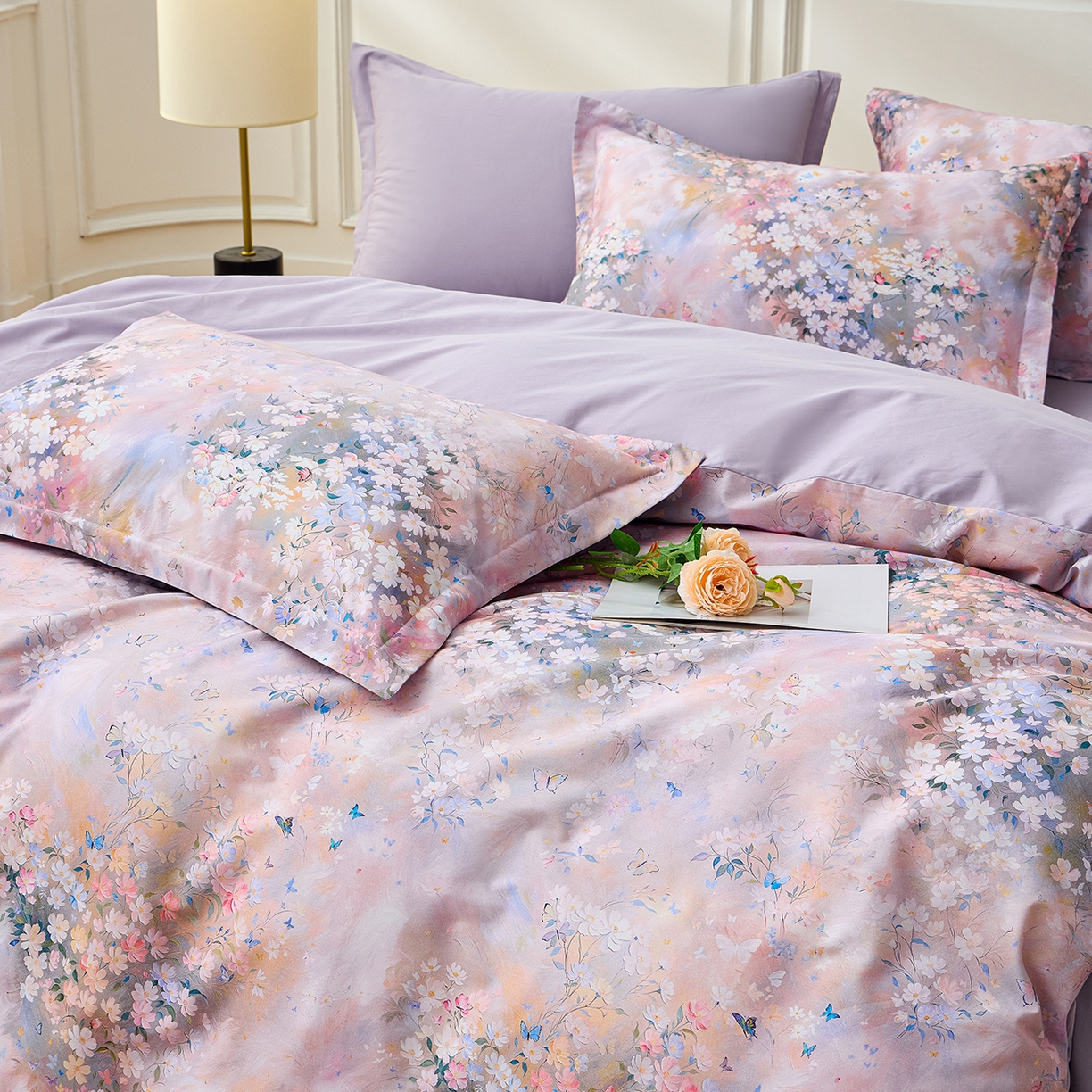 91家纺网 家纺一手货源 找家纺 元元家居（元元被业） 2026新款全棉13372套件及单品【印花款】-三件套 时光