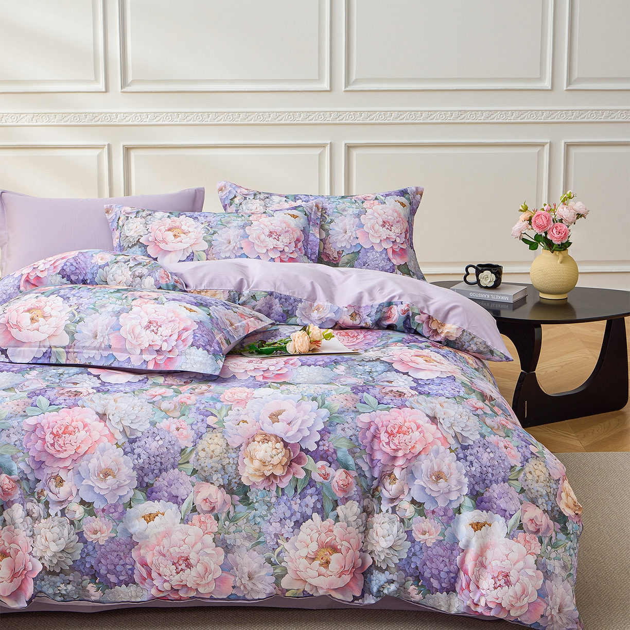 91家纺网 家纺一手货源 找家纺 元元家居（元元被业） 2026新款全棉13372套件及单品【印花款】-三件套 思思