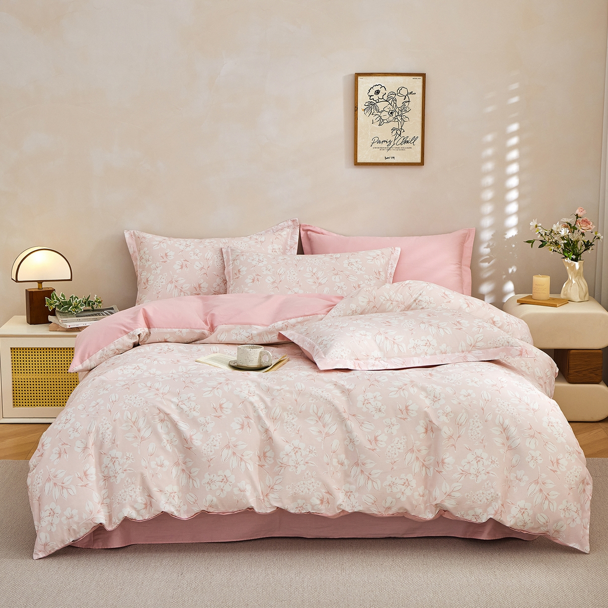 91家纺网 家纺一手货源 找家纺 元元家居（元元被业） 2026新款全棉13372套件及单品【印花款】-三件套 婉约