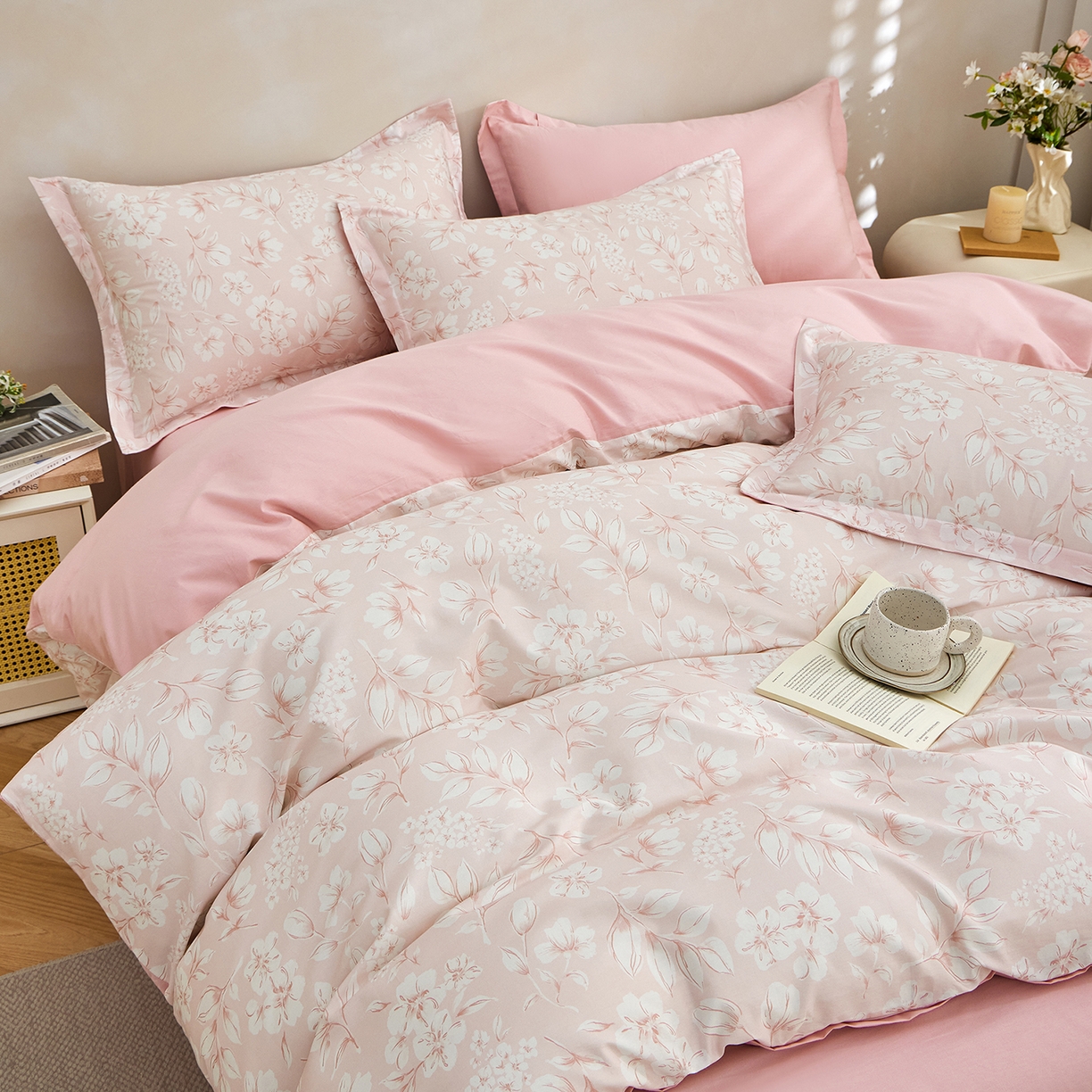 91家纺网 家纺一手货源 找家纺 元元家居（元元被业） 2026新款全棉13372套件及单品【印花款】-三件套 婉约