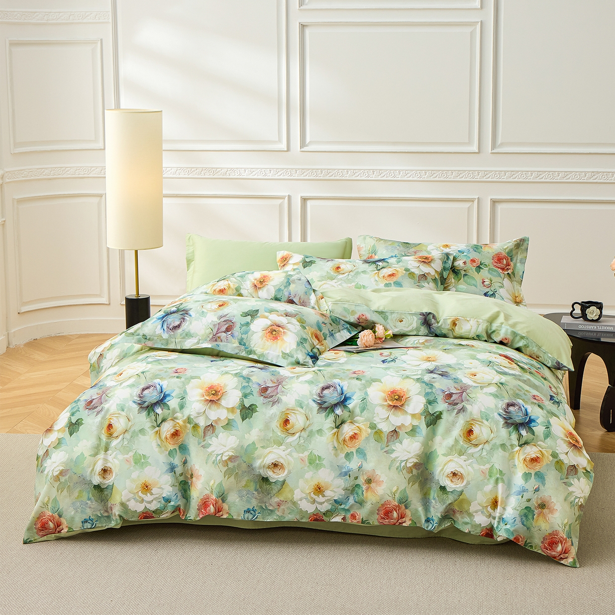 91家纺网 家纺一手货源 找家纺 元元家居（元元被业） 2026新款全棉13372套件及单品【印花款】-三件套 秀丽