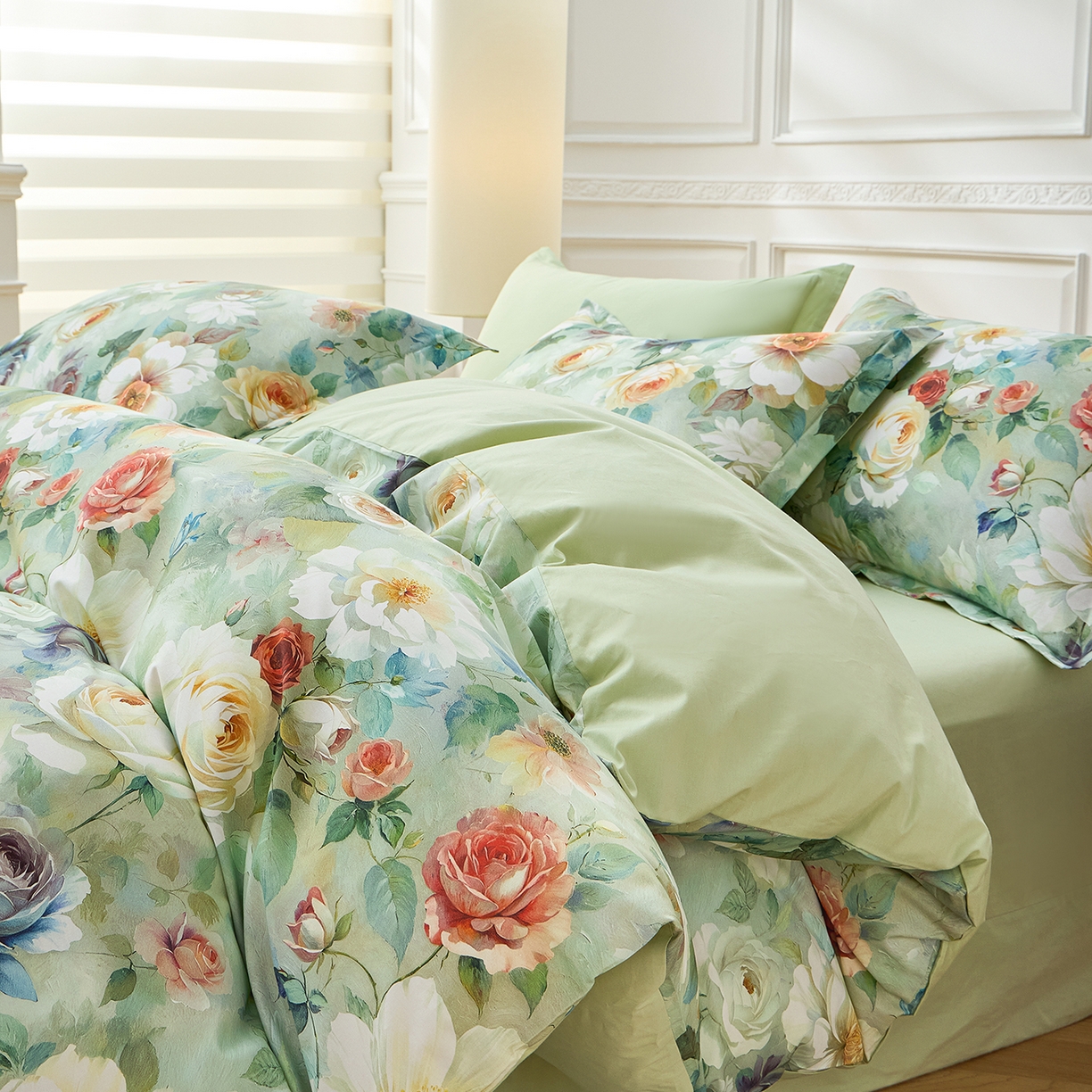 91家纺网 家纺一手货源 找家纺 元元家居（元元被业） 2026新款全棉13372套件及单品【印花款】-三件套 秀丽