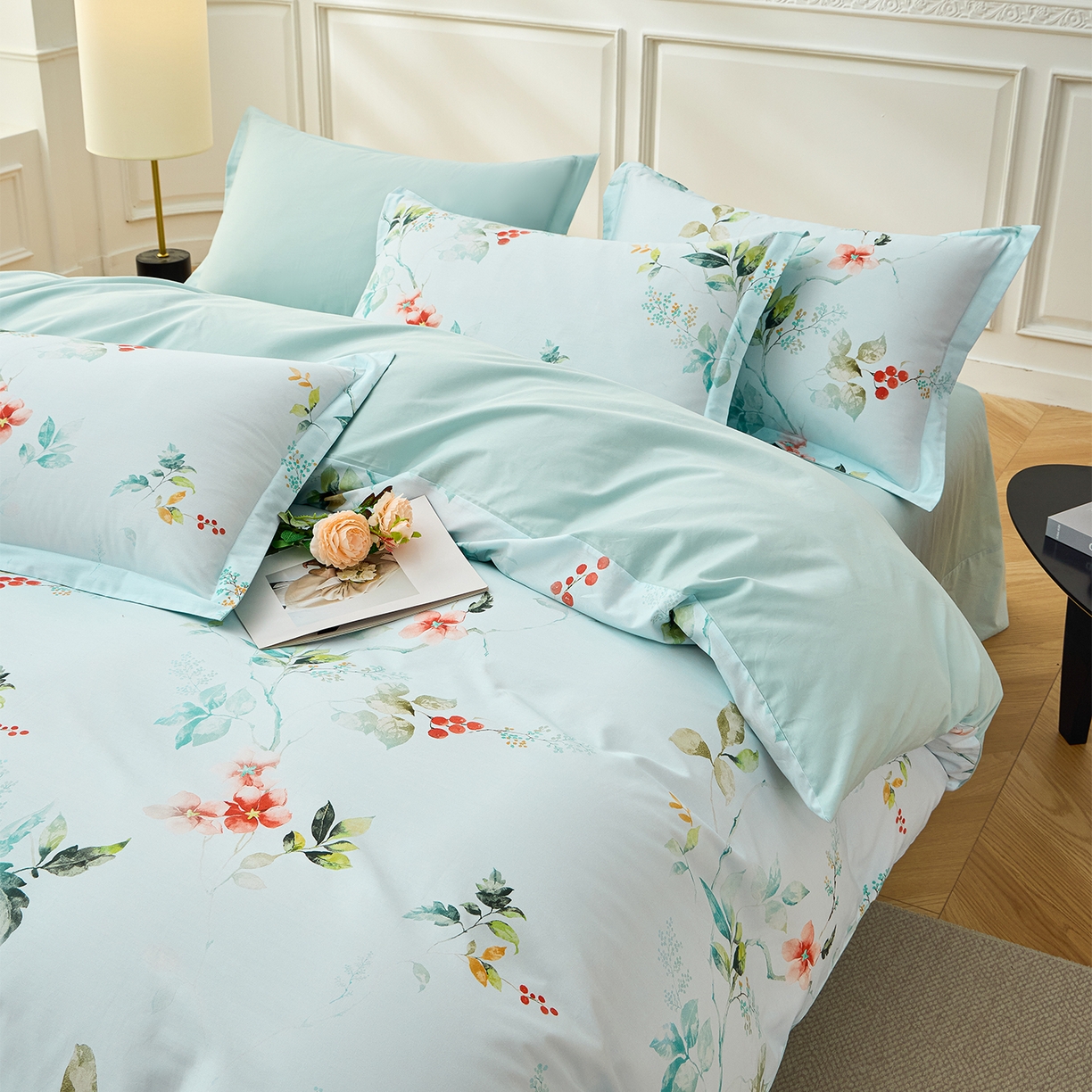 91家纺网 家纺一手货源 找家纺 元元家居（元元被业） 2026新款全棉13372套件及单品【印花款】-三件套 有枝