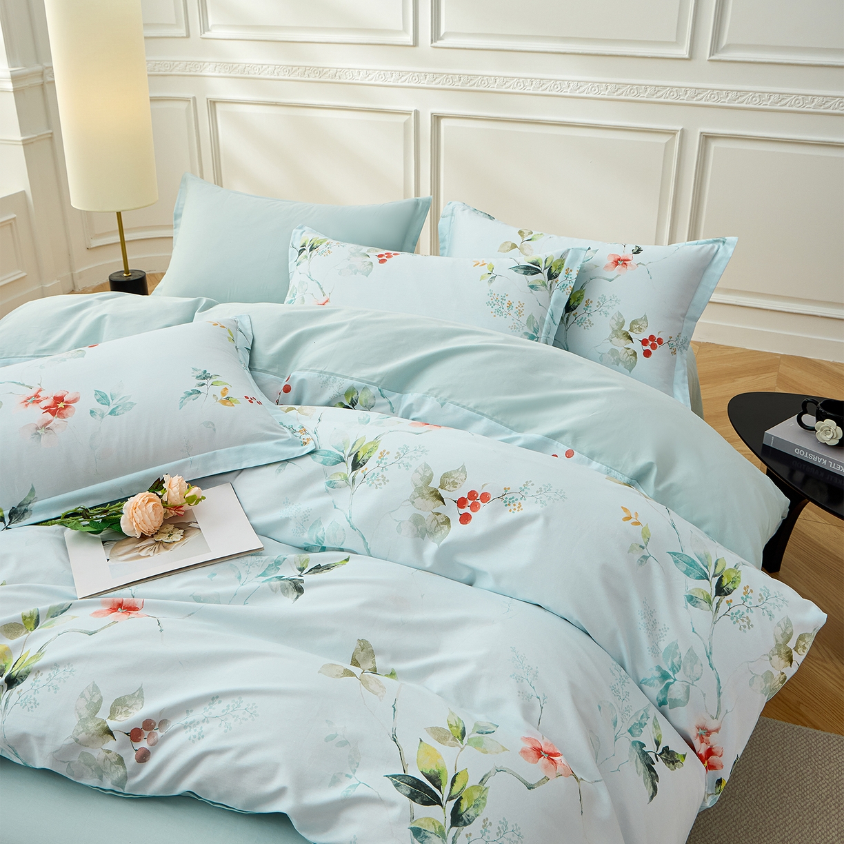 91家纺网 家纺一手货源 找家纺 元元家居（元元被业） 2026新款全棉13372套件及单品【印花款】-三件套 有枝