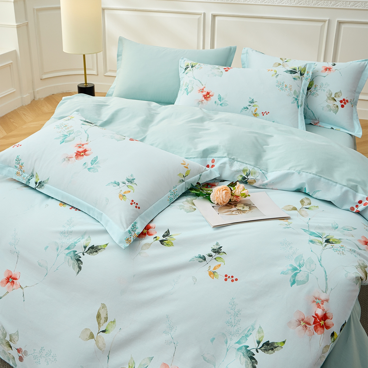 91家纺网 家纺一手货源 找家纺 元元家居（元元被业） 2026新款全棉13372套件及单品【印花款】-三件套 有枝