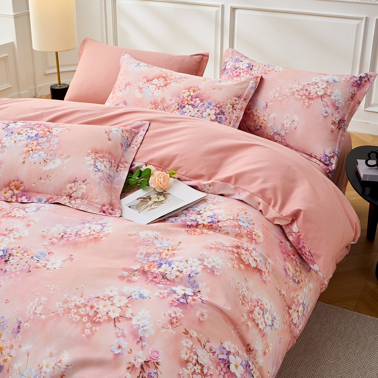 91家纺网 家纺一手货源 找家纺 元元家居（元元被业） 2026新款全棉13372套件及单品【印花款】-三件套 月棠