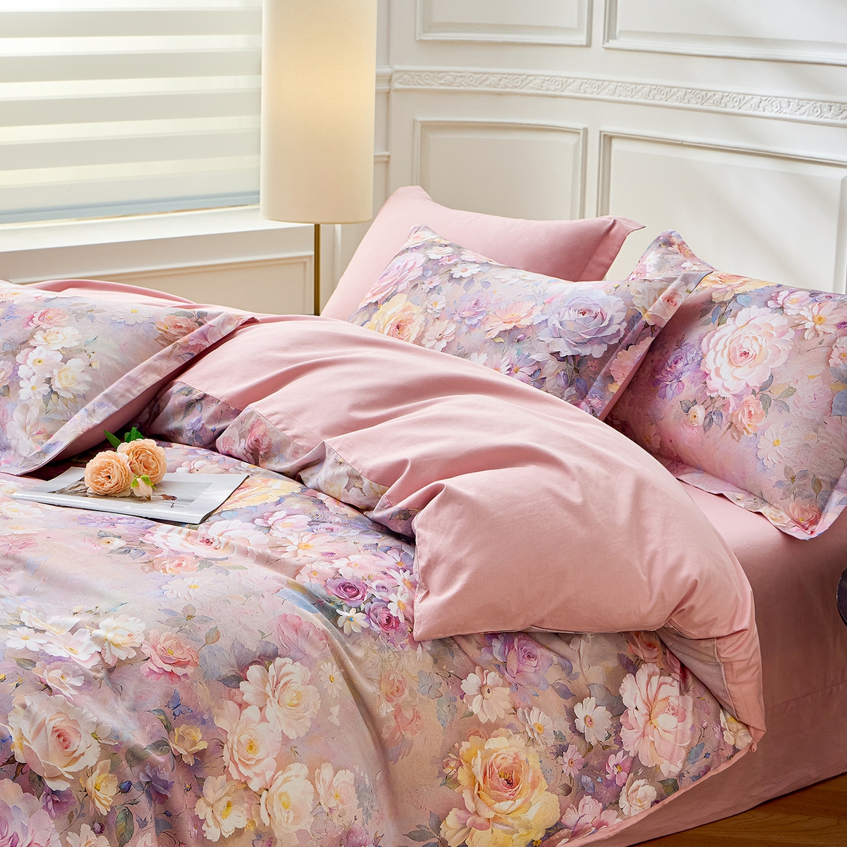 91家纺网 家纺一手货源 找家纺 元元家居（元元被业） 2026新款全棉13372套件及单品【印花款】-三件套 云樾