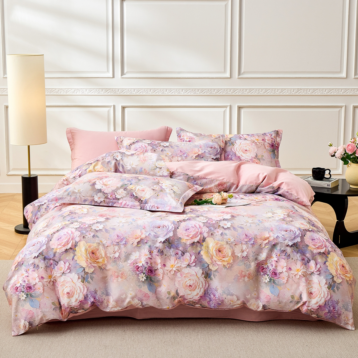 91家纺网 家纺一手货源 找家纺 元元家居（元元被业） 2026新款全棉13372套件及单品【印花款】-三件套 云樾