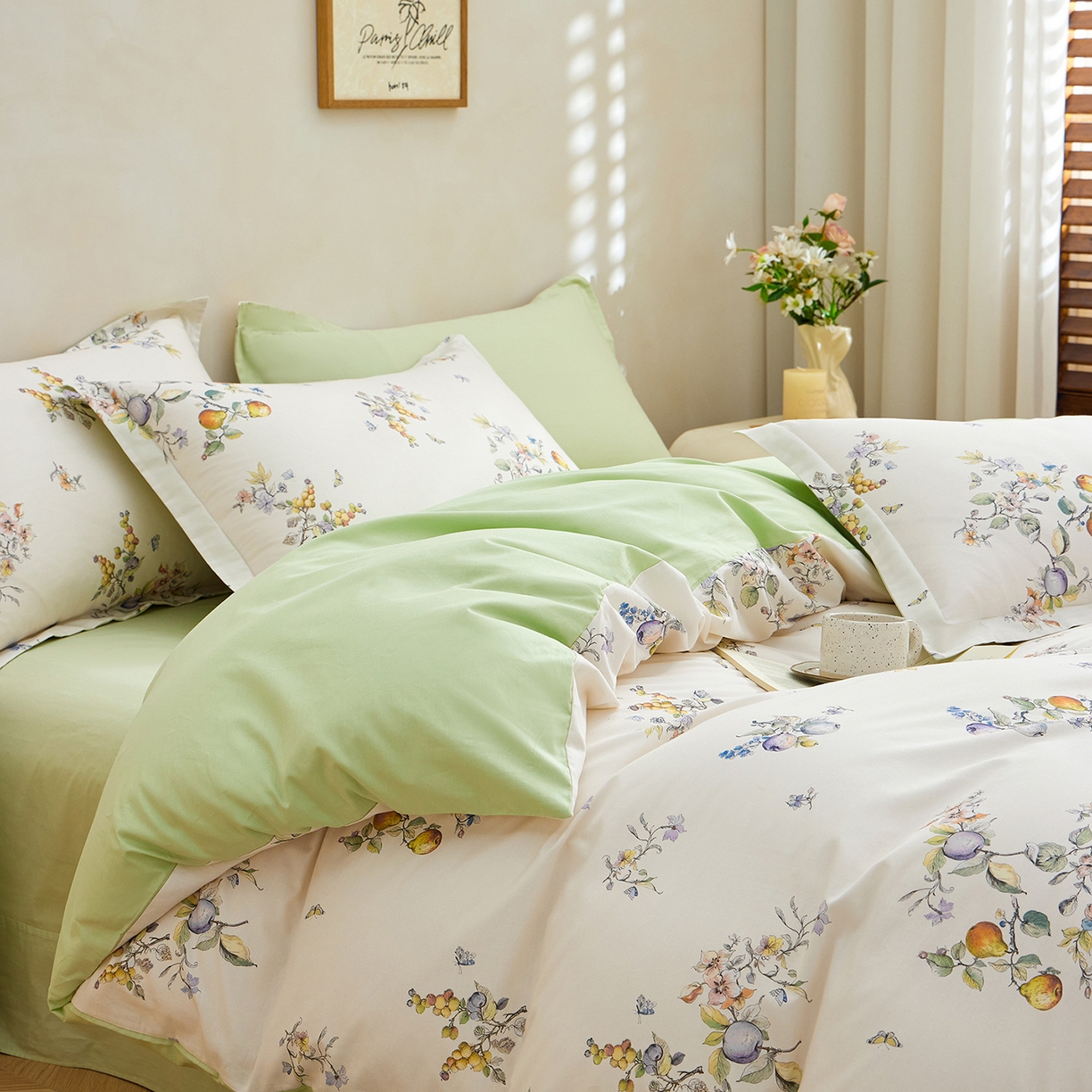 91家纺网 家纺一手货源 找家纺 元元家居（元元被业） 2026新款全棉13372套件及单品【印花款】-三件套 知夏