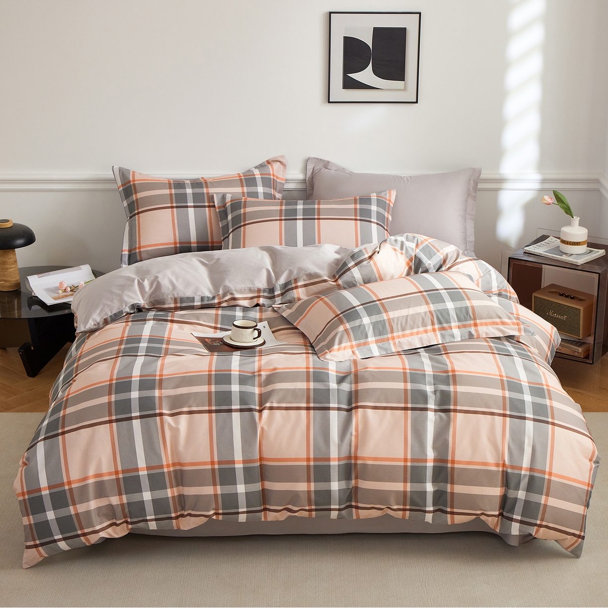 91家纺网 家纺一手货源 找家纺 元元家居（元元被业） 2026新款全棉13372套件及单品【印花款】-三件套 自在