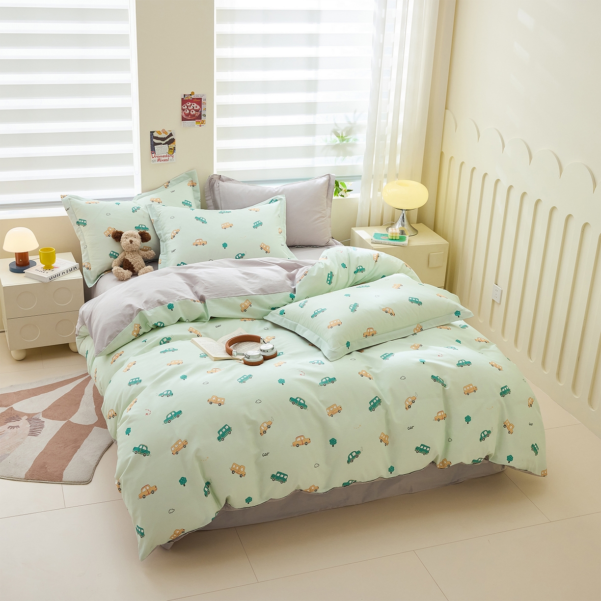 91家纺网 家纺一手货源 找家纺 元元家居（元元被业） 2026新款全棉13372套件及单品【印花款】-四件套 嘟嘟城