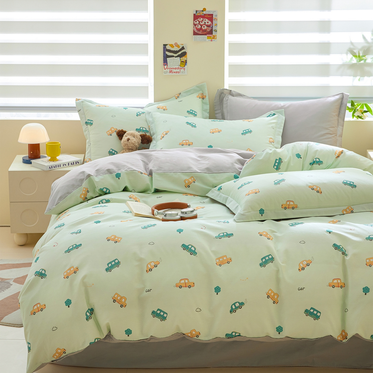 91家纺网 家纺一手货源 找家纺 元元家居（元元被业） 2026新款全棉13372套件及单品【印花款】-四件套 嘟嘟城