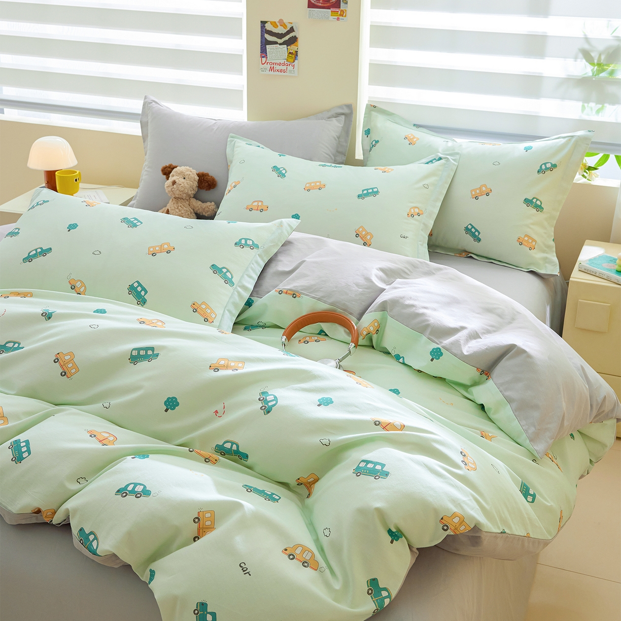 91家纺网 家纺一手货源 找家纺 元元家居（元元被业） 2026新款全棉13372套件及单品【印花款】-四件套 嘟嘟城