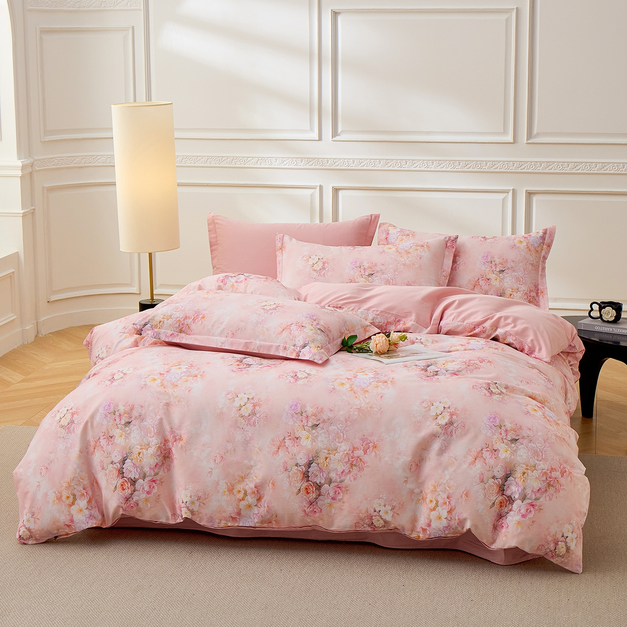 91家纺网 家纺一手货源 找家纺 元元家居（元元被业） 2026新款全棉13372套件及单品【印花款】-四件套 芳菲