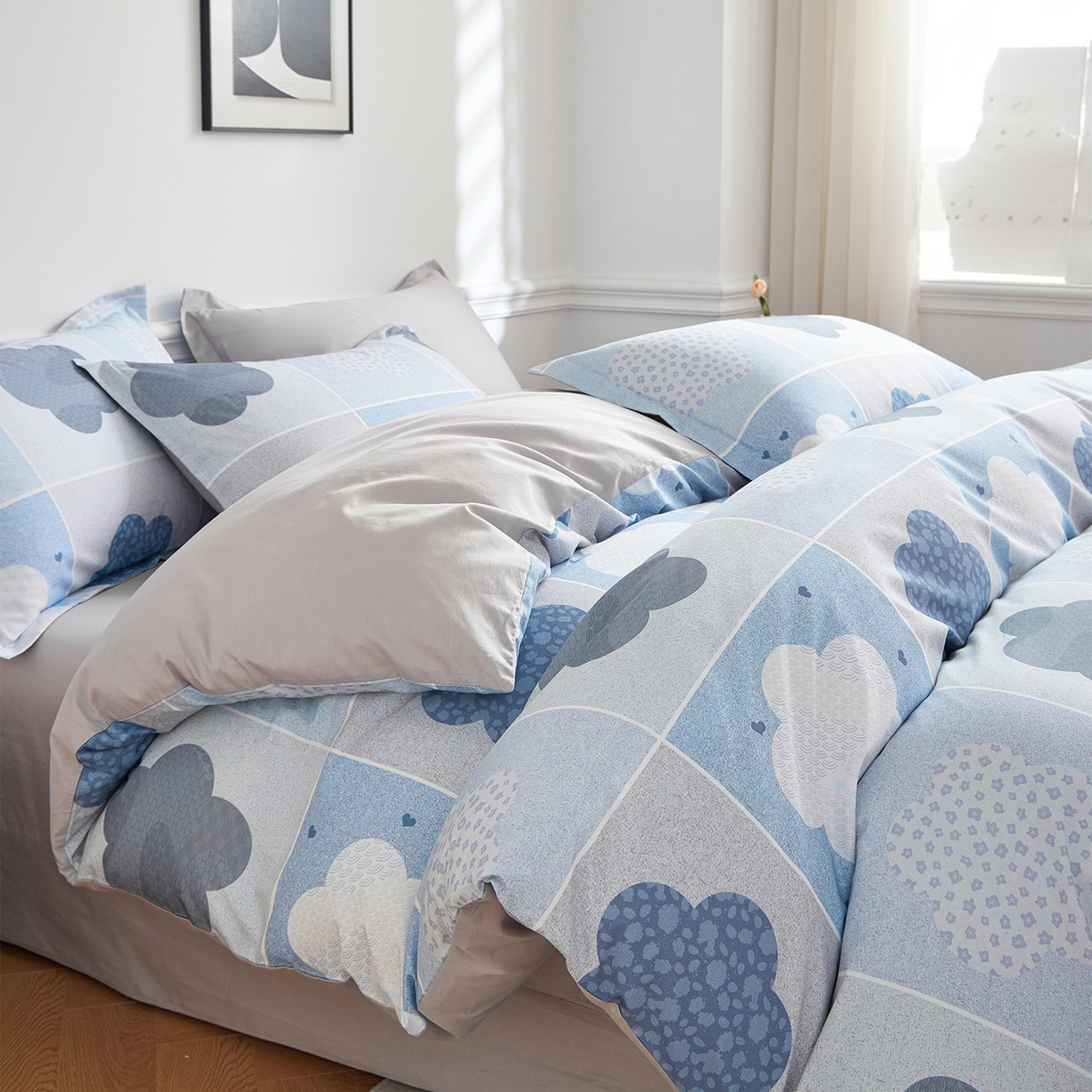 91家纺网 家纺一手货源 找家纺 元元家居（元元被业） 2026新款全棉13372套件及单品【印花款】-四件套 非凡