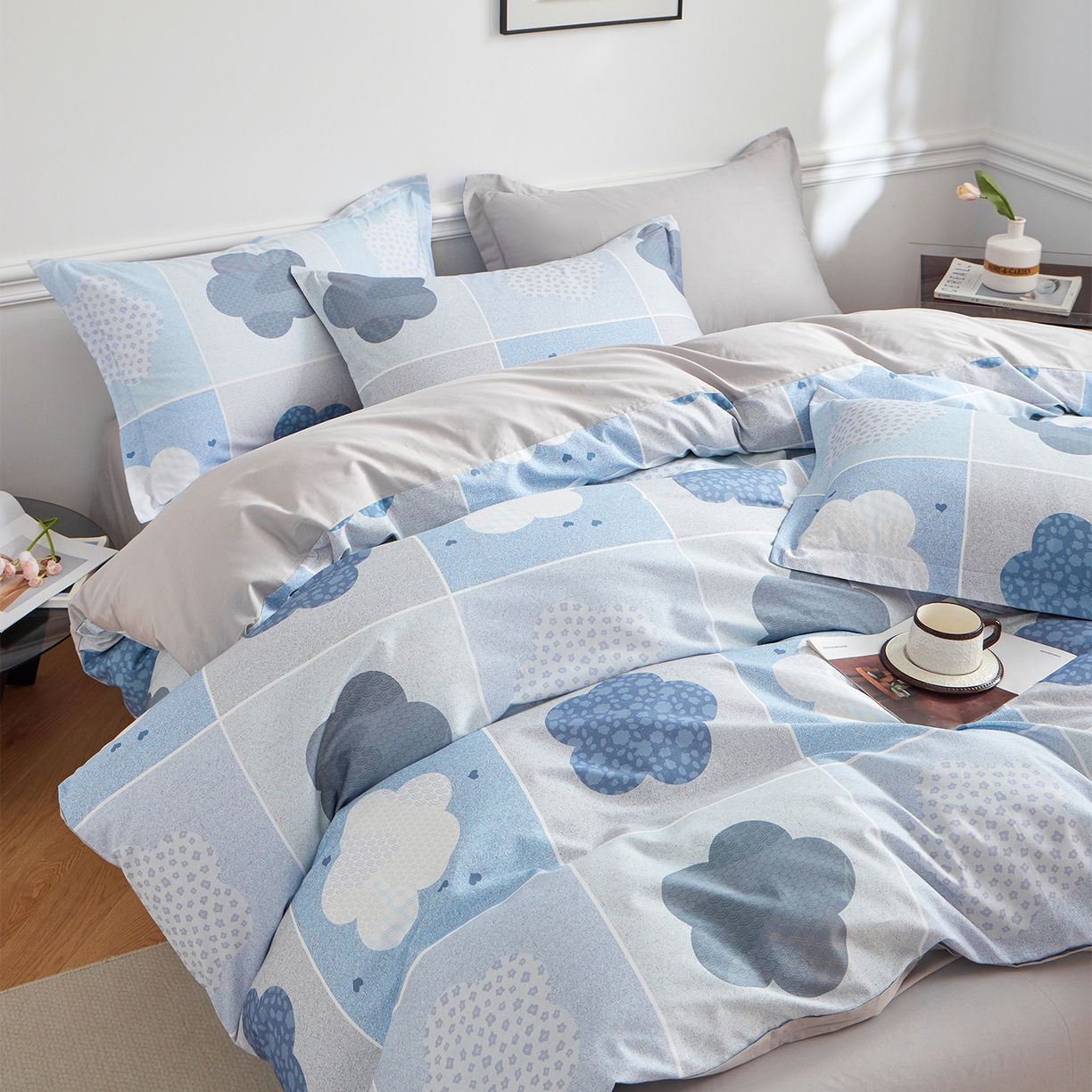 91家纺网 家纺一手货源 找家纺 元元家居（元元被业） 2026新款全棉13372套件及单品【印花款】-四件套 非凡