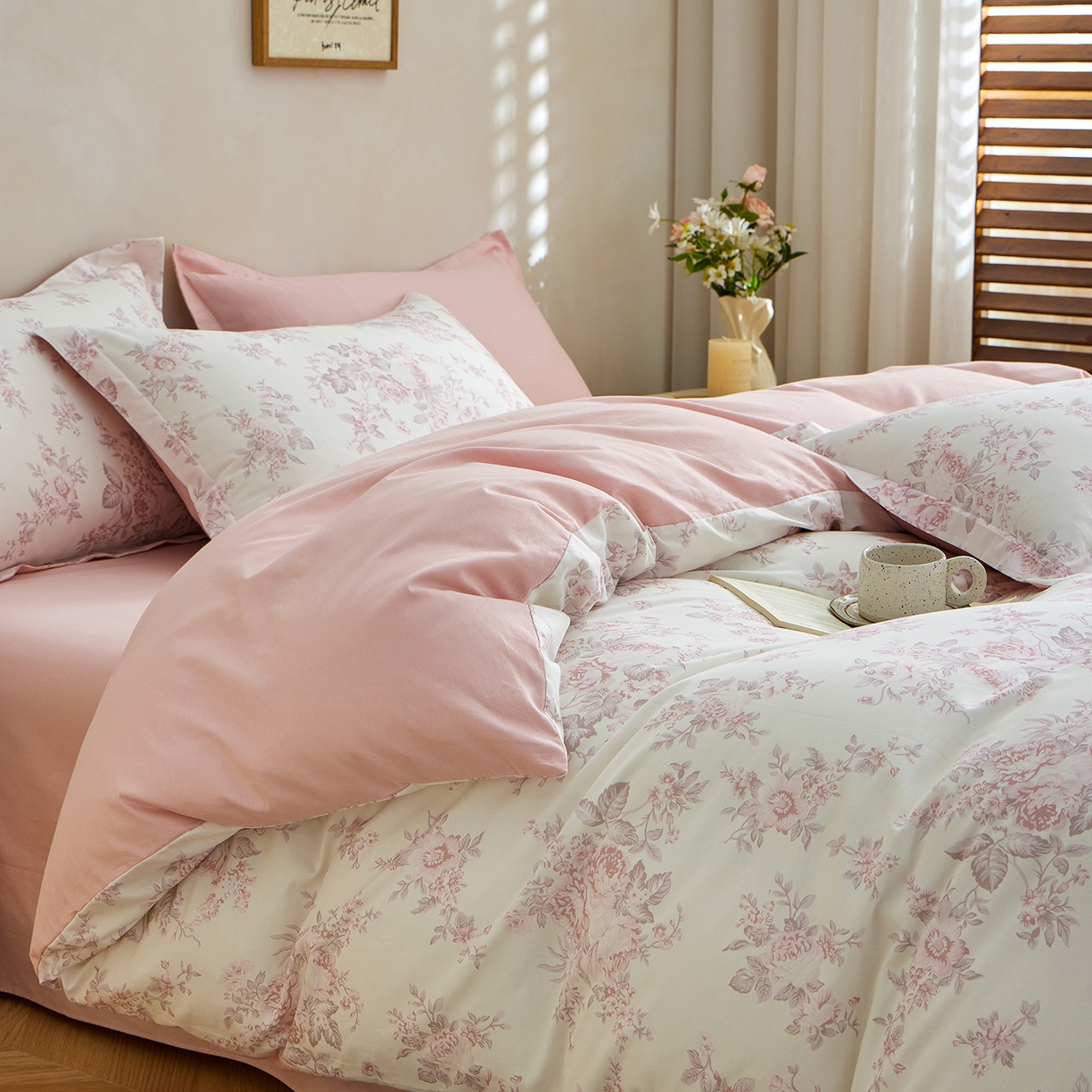 91家纺网 家纺一手货源 找家纺 元元家居（元元被业） 2026新款全棉13372套件及单品【印花款】-四件套 芙尔