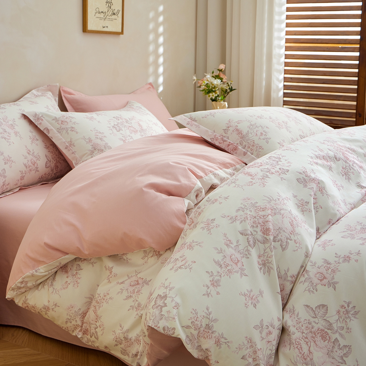 91家纺网 家纺一手货源 找家纺 元元家居（元元被业） 2026新款全棉13372套件及单品【印花款】-四件套 芙尔