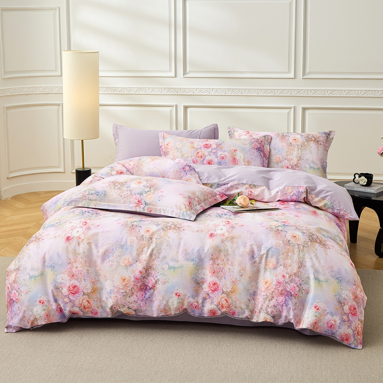 91家纺网 家纺一手货源 找家纺 元元家居（元元被业） 2026新款全棉13372套件及单品【印花款】-四件套 红颜