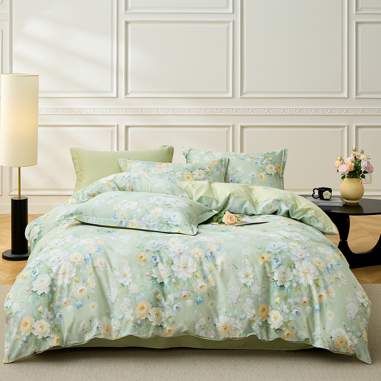 元元家居（元元被业） 2026新款全棉13372套件及单品【印花款】-四件套 花漾绿