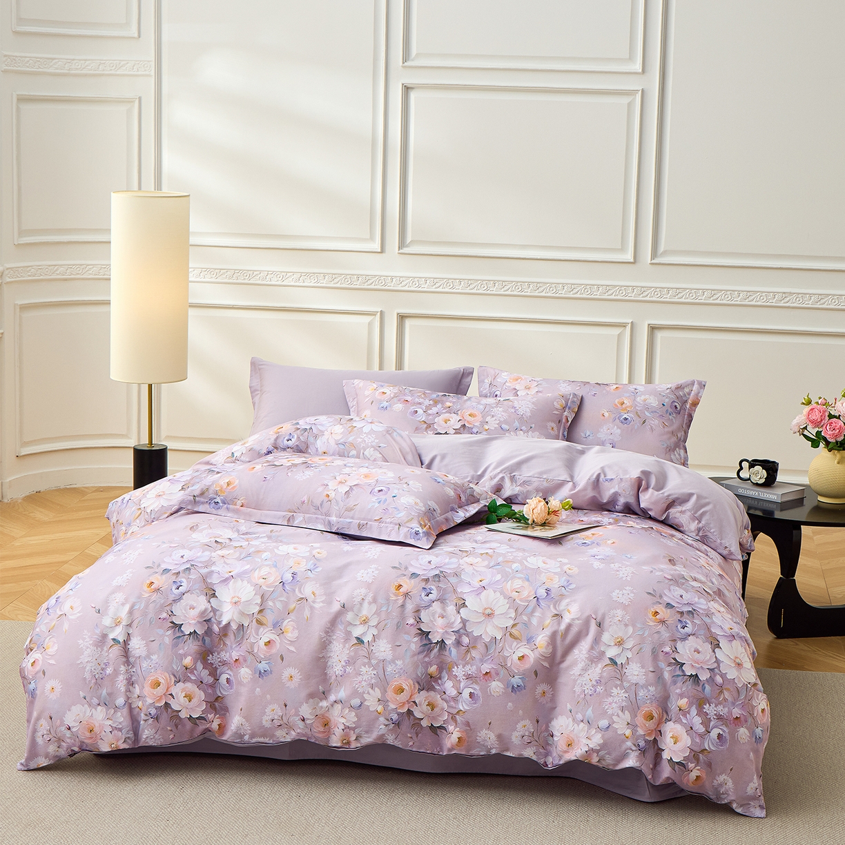 元元家居（元元被业） 2026新款全棉13372套件及单品【印花款】-四件套 花漾紫