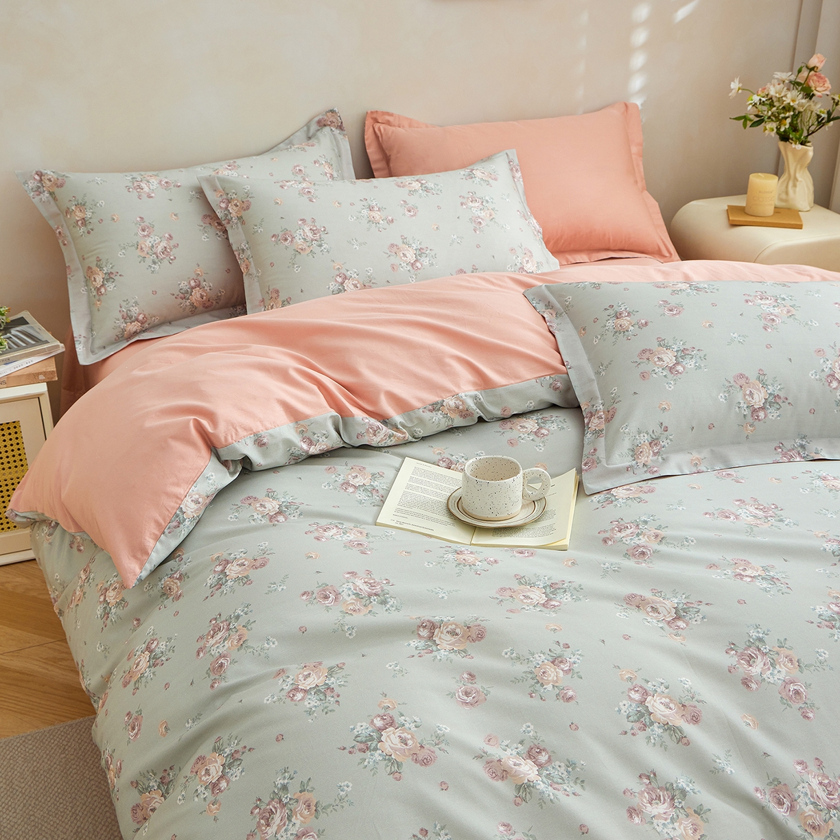 91家纺网 家纺一手货源 找家纺 元元家居（元元被业） 2026新款全棉13372套件及单品【印花款】-四件套 金溪