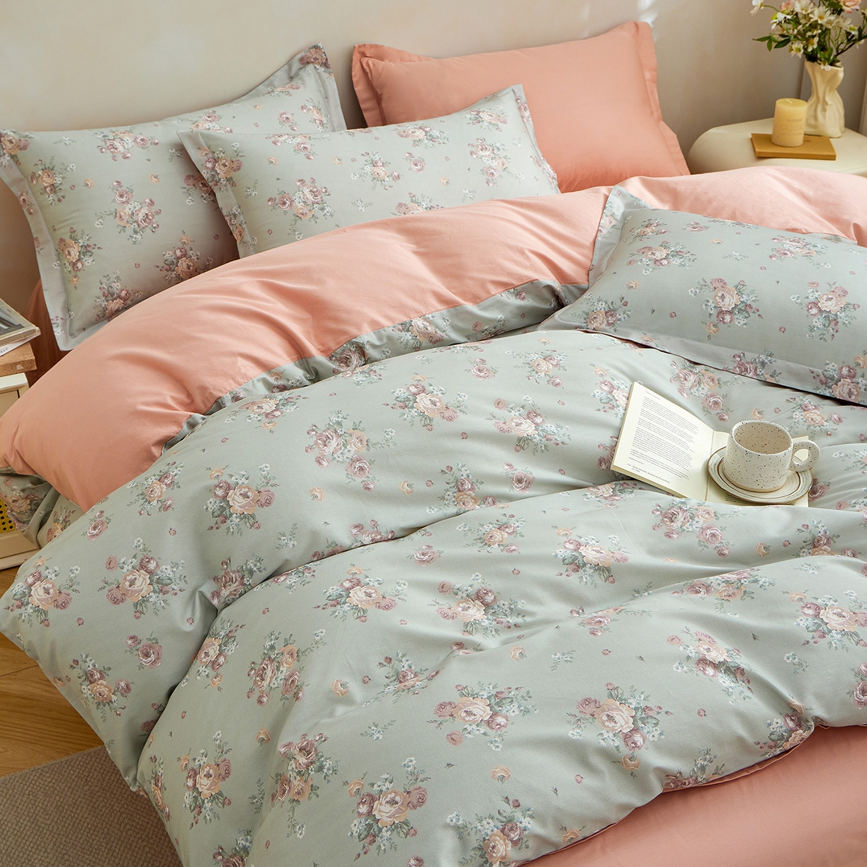 91家纺网 家纺一手货源 找家纺 元元家居（元元被业） 2026新款全棉13372套件及单品【印花款】-四件套 金溪