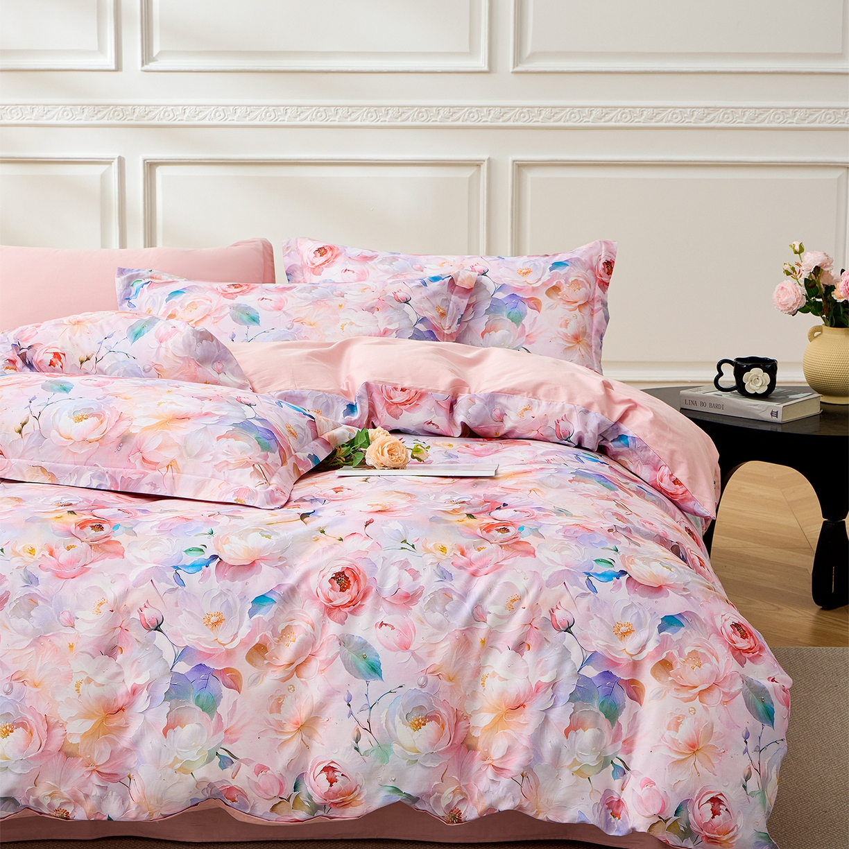 91家纺网 家纺一手货源 找家纺 元元家居（元元被业） 2026新款全棉13372套件及单品【印花款】-四件套 凝珠