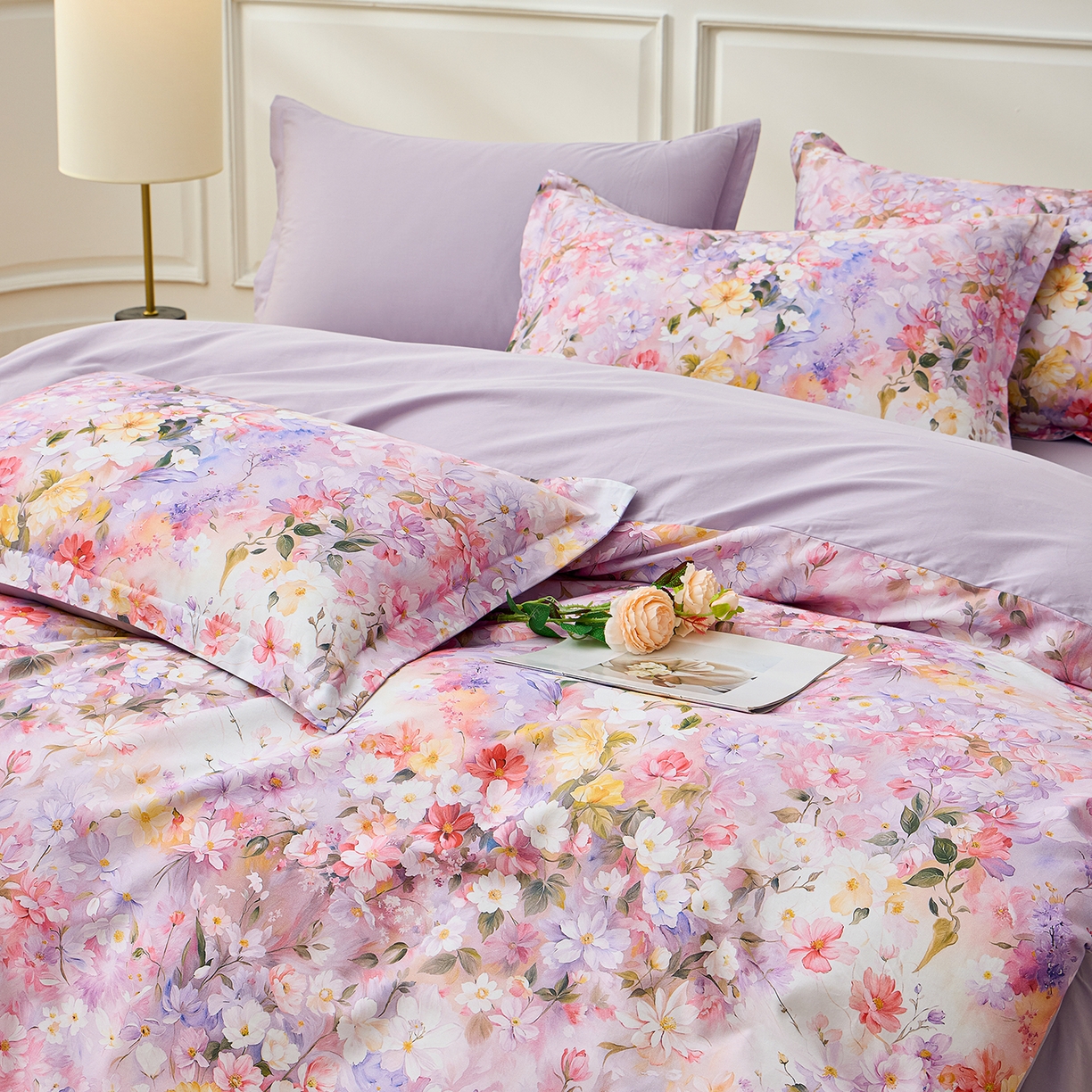 91家纺网 家纺一手货源 找家纺 元元家居（元元被业） 2026新款全棉13372套件及单品【印花款】-四件套 闪亮