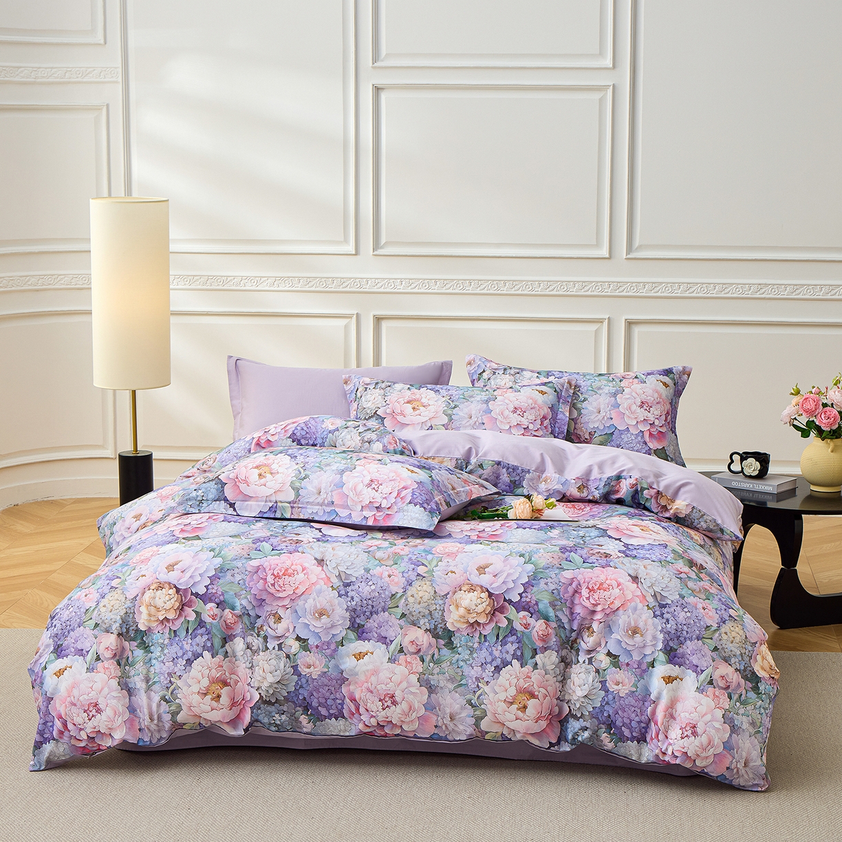 91家纺网 家纺一手货源 找家纺 元元家居（元元被业） 2026新款全棉13372套件及单品【印花款】-四件套 思思