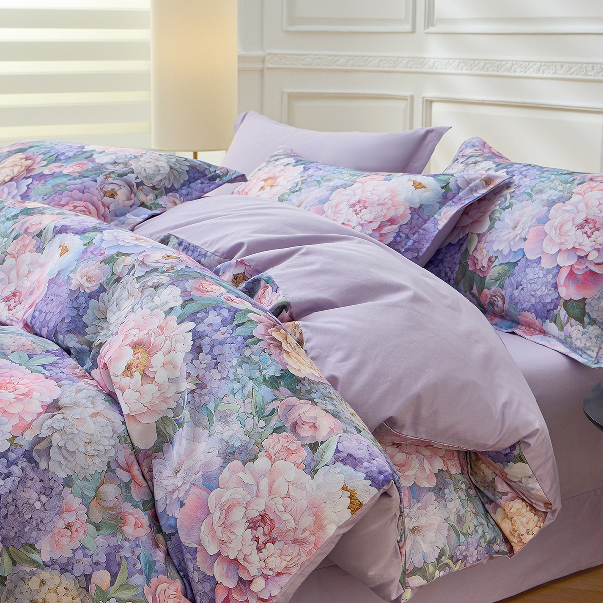 91家纺网 家纺一手货源 找家纺 元元家居（元元被业） 2026新款全棉13372套件及单品【印花款】-四件套 思思