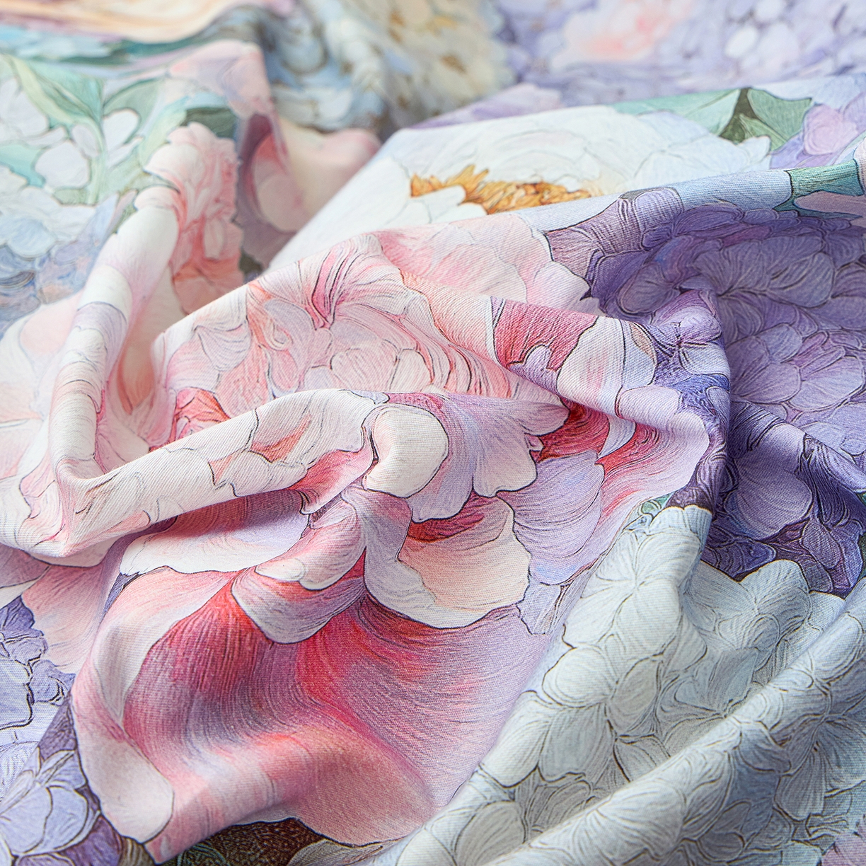 91家纺网 家纺一手货源 找家纺 元元家居（元元被业） 2026新款全棉13372套件及单品【印花款】-四件套 思思