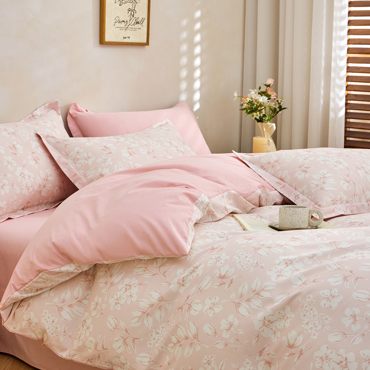 91家纺网 家纺一手货源 找家纺 元元家居（元元被业） 2026新款全棉13372套件及单品【印花款】-四件套 婉约