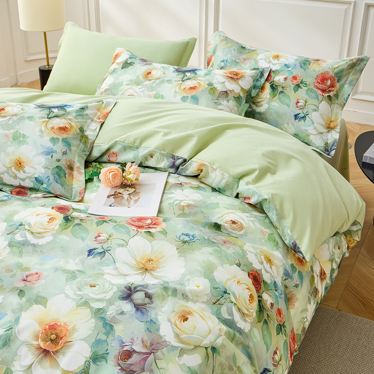 91家纺网 家纺一手货源 找家纺 元元家居（元元被业） 2026新款全棉13372套件及单品【印花款】-四件套 秀丽