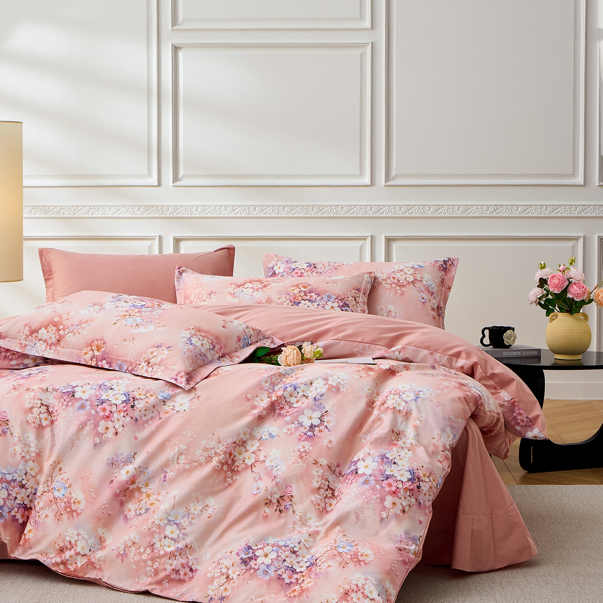 91家纺网 家纺一手货源 找家纺 元元家居（元元被业） 2026新款全棉13372套件及单品【印花款】-四件套 月棠