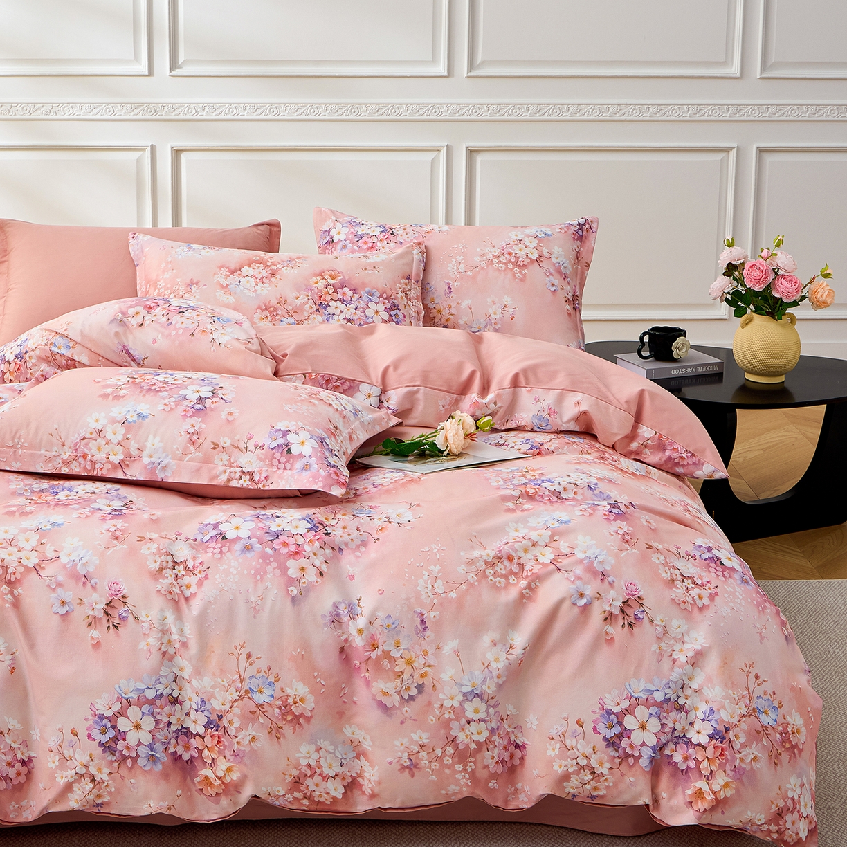 91家纺网 家纺一手货源 找家纺 元元家居（元元被业） 2026新款全棉13372套件及单品【印花款】-四件套 月棠