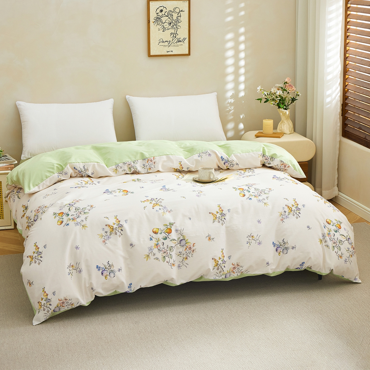 91家纺网 家纺一手货源 找家纺 元元家居（元元被业） 2026新款全棉13372套件及单品【印花款】-四件套 知夏