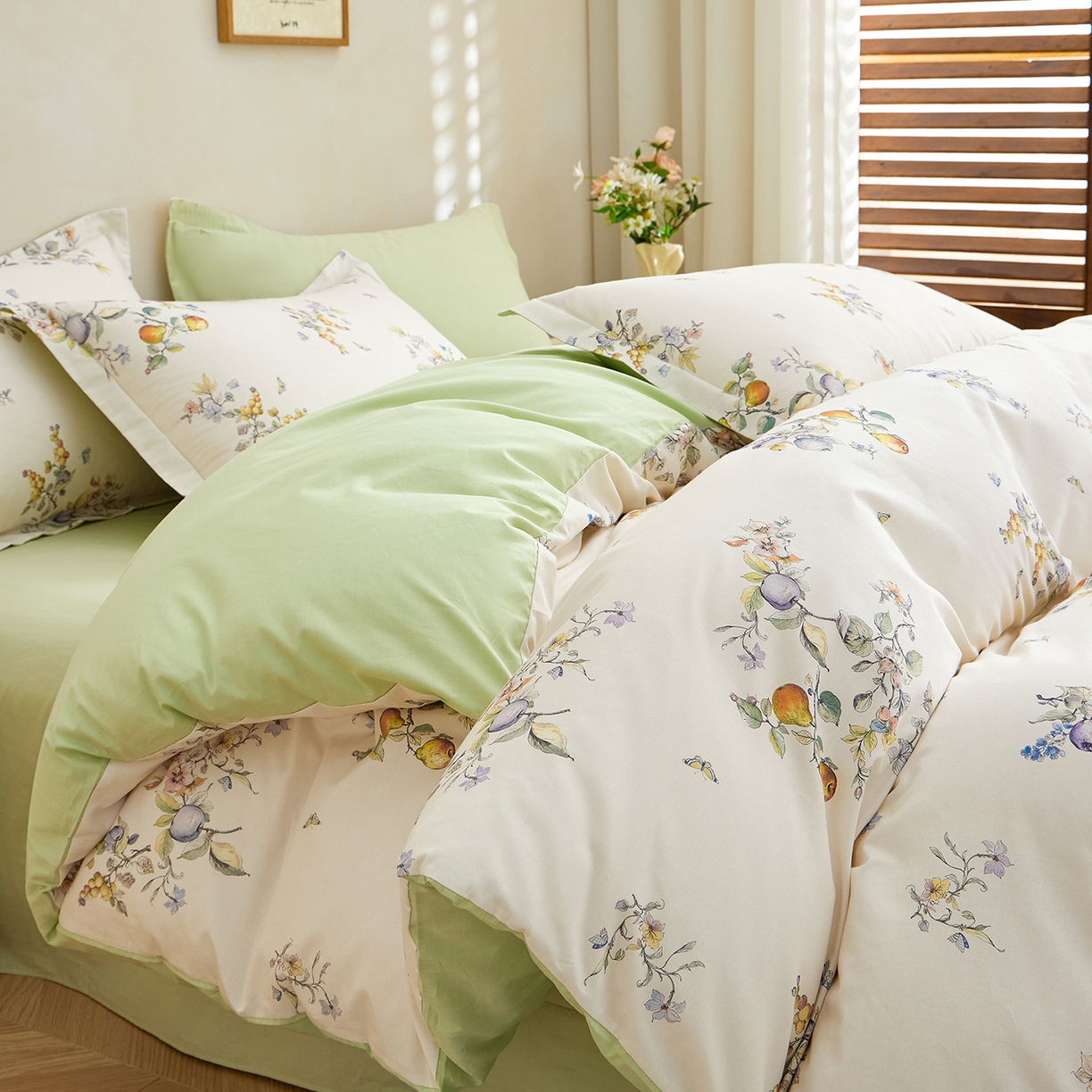 91家纺网 家纺一手货源 找家纺 元元家居（元元被业） 2026新款全棉13372套件及单品【印花款】-四件套 知夏