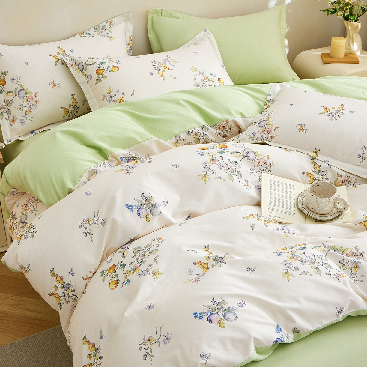 91家纺网 家纺一手货源 找家纺 元元家居（元元被业） 2026新款全棉13372套件及单品【印花款】-四件套 知夏