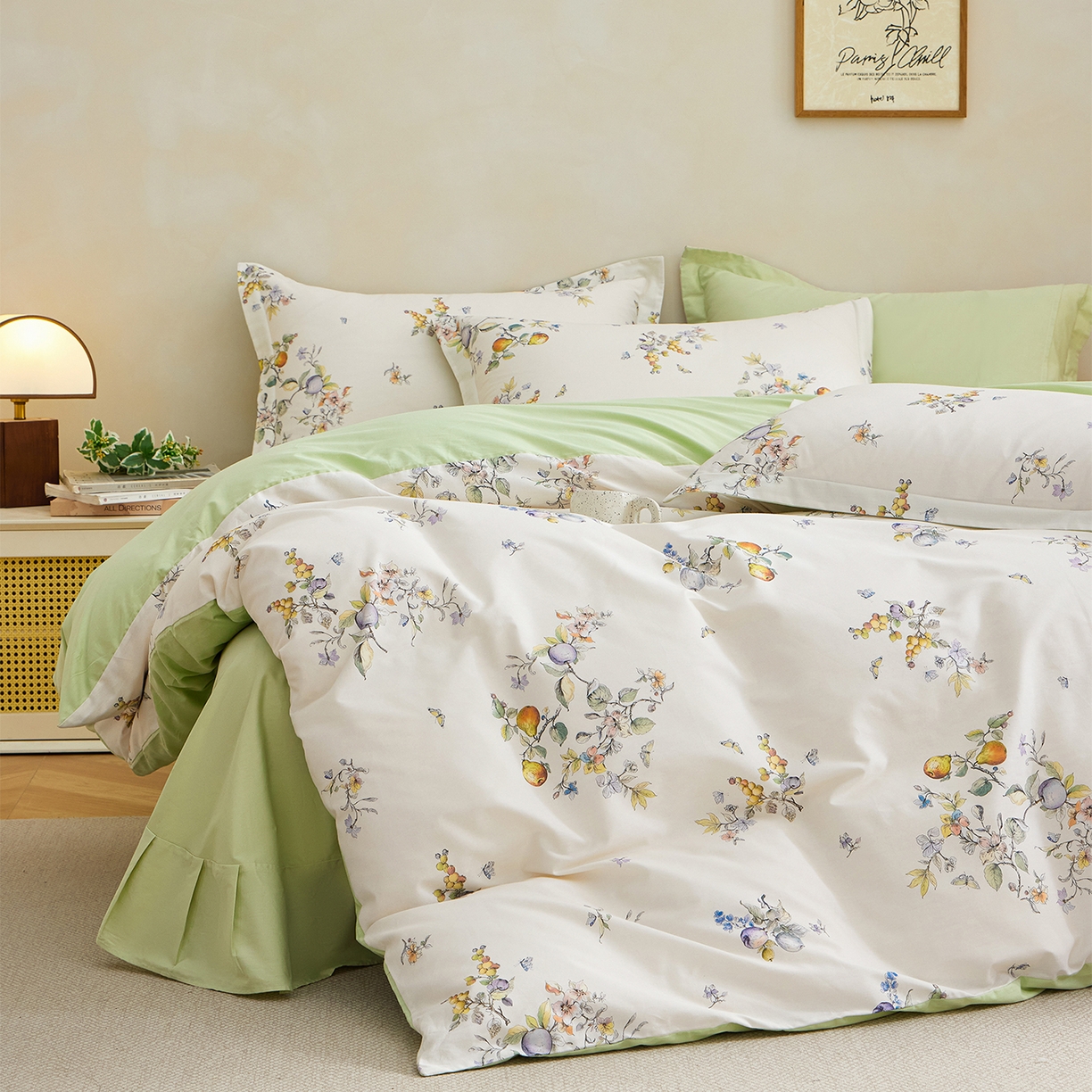 91家纺网 家纺一手货源 找家纺 元元家居（元元被业） 2026新款全棉13372套件及单品【印花款】-四件套 知夏