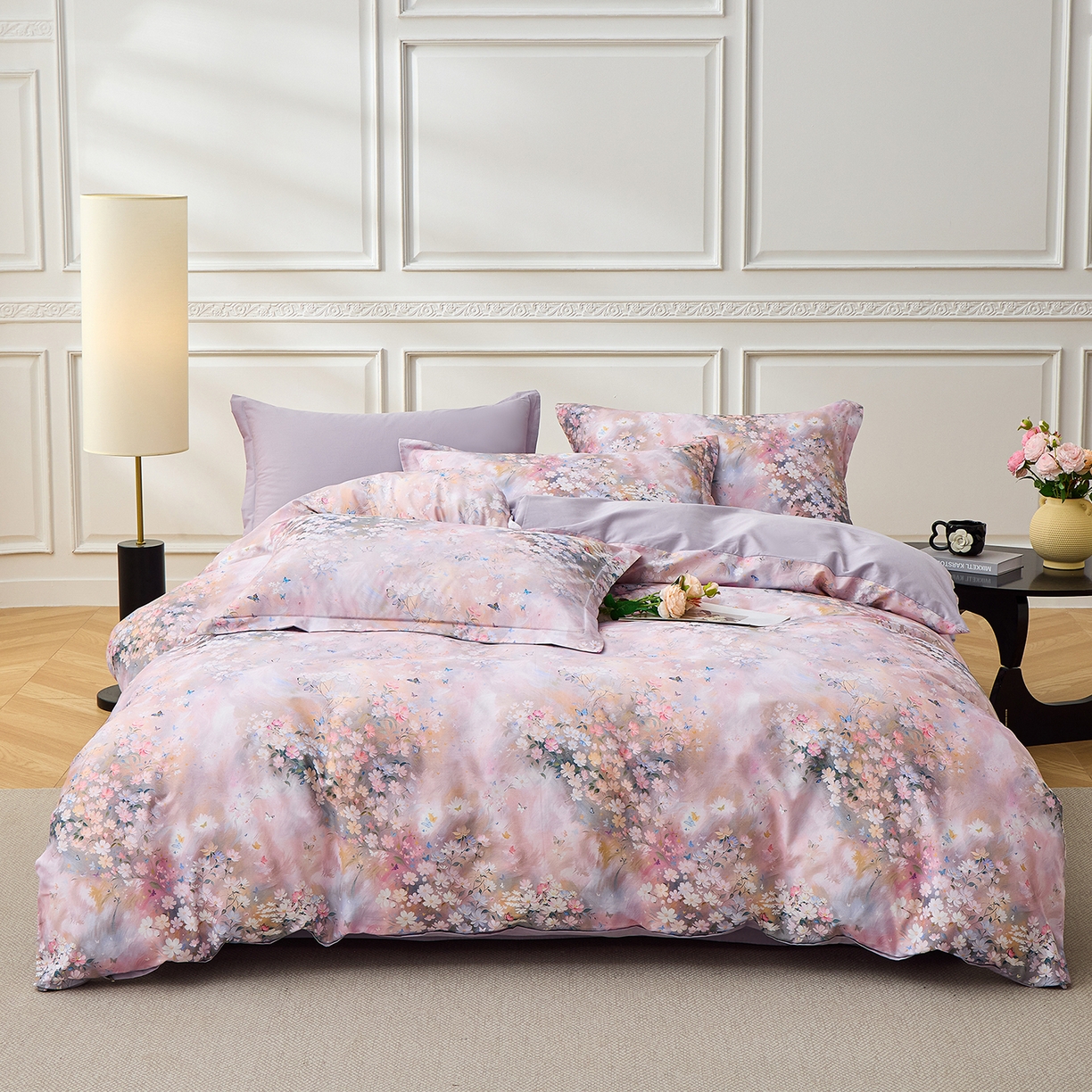 91家纺网 家纺一手货源 找家纺 元元家居（元元被业） 2026新款全棉13372套件及单品【印花款】-被套夹棉四件套 时光