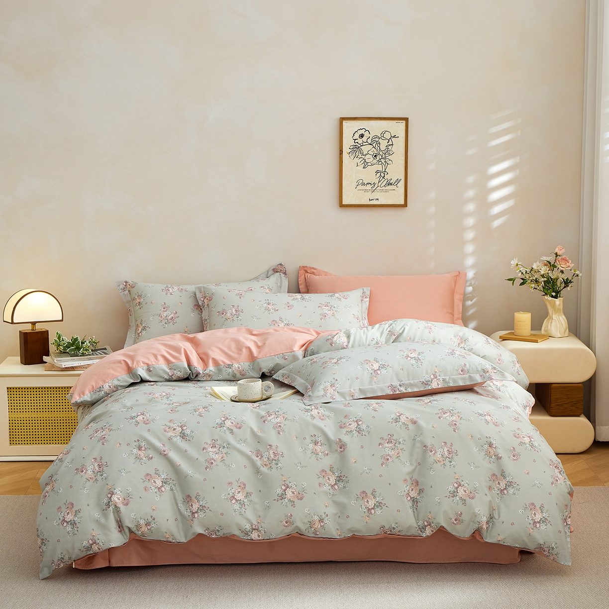 元元家居（元元被业） 2026新款全棉13372套件及单品【印花款】-被套夹棉四件套 金溪